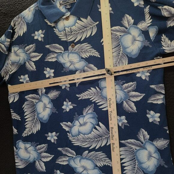 Island Tropics Mens Polo Multi-Color Size Large 100% Cotton Floral Pullover - Picture 3 of 12